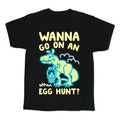 Wanna Go On An Egg Hunt T-Rex White Print Kid's Tee