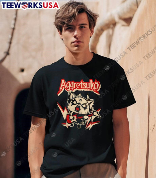 2015 2018 BANDAI CO Aggretsuko Playing Electric Guitar shirt