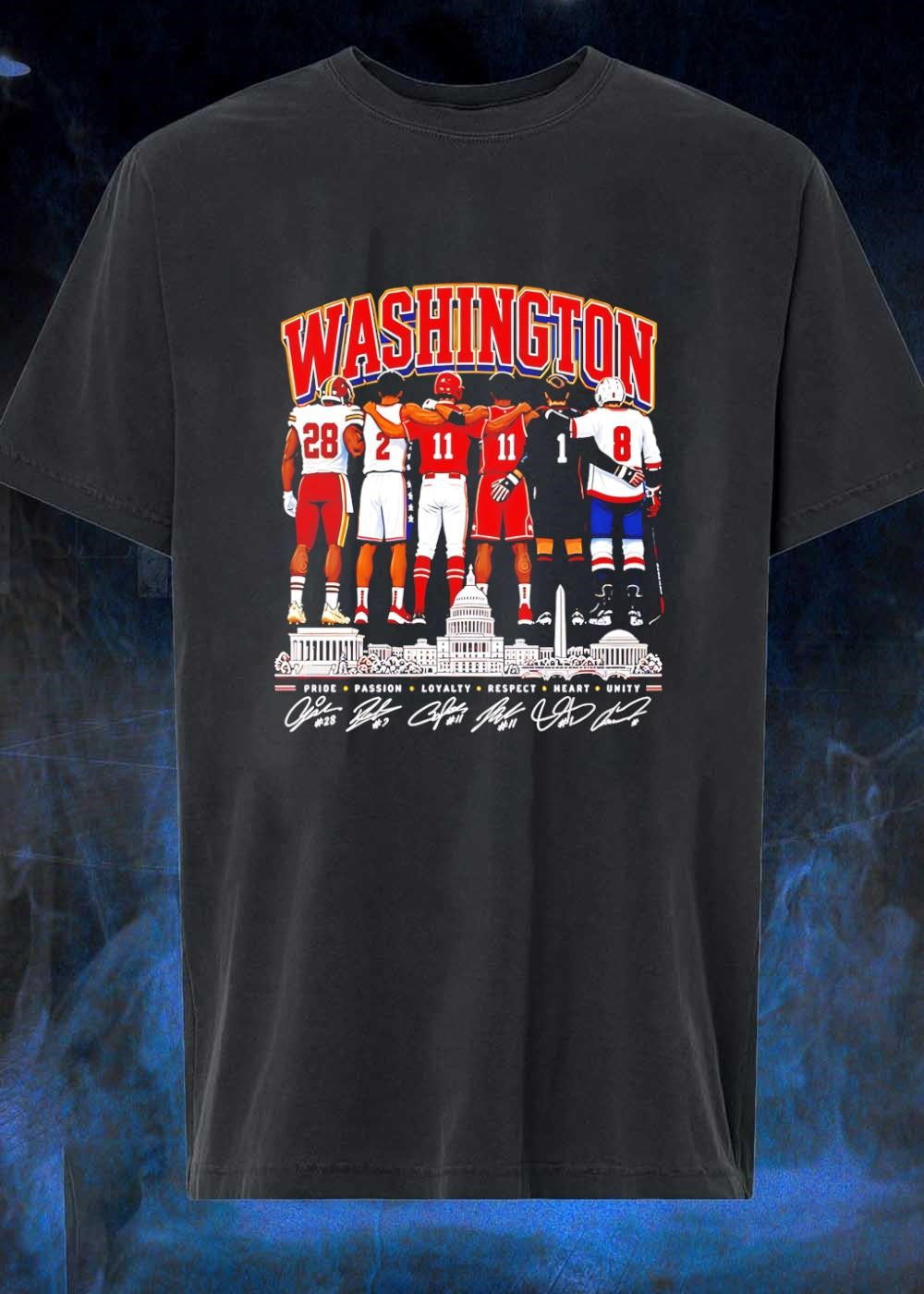 #28 #2 #11 #11 #1 #8 Pride Passion Loyalty Respect Heart Unity Washington Shirt