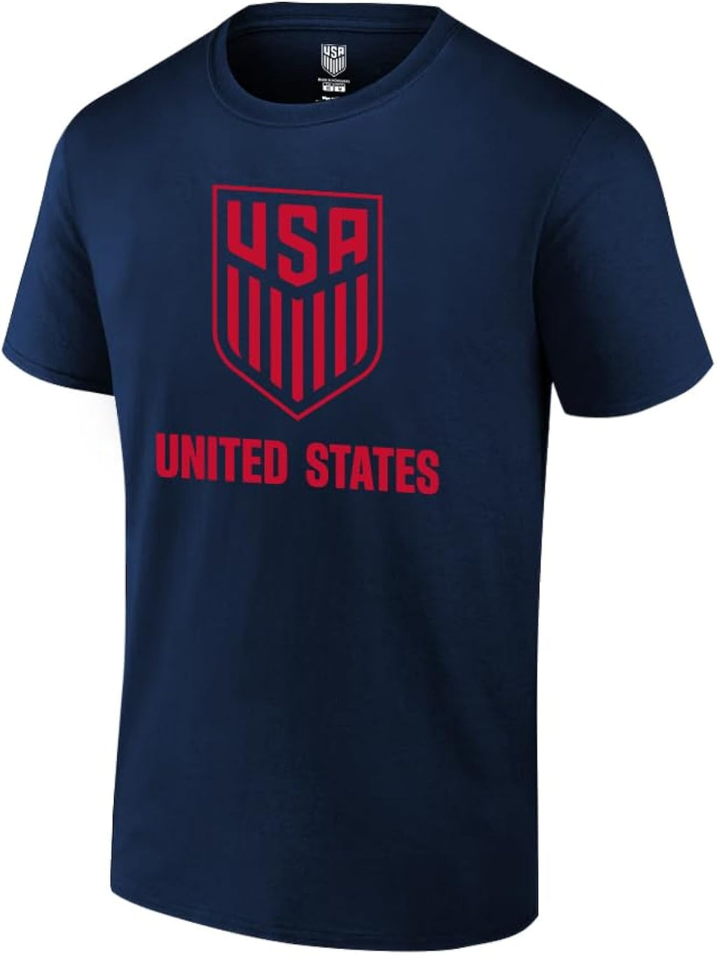 Icon Sports U.S. Soccer Federation USMNT Adult Solid Logo T-Shirt | Navy Blue Red Logo