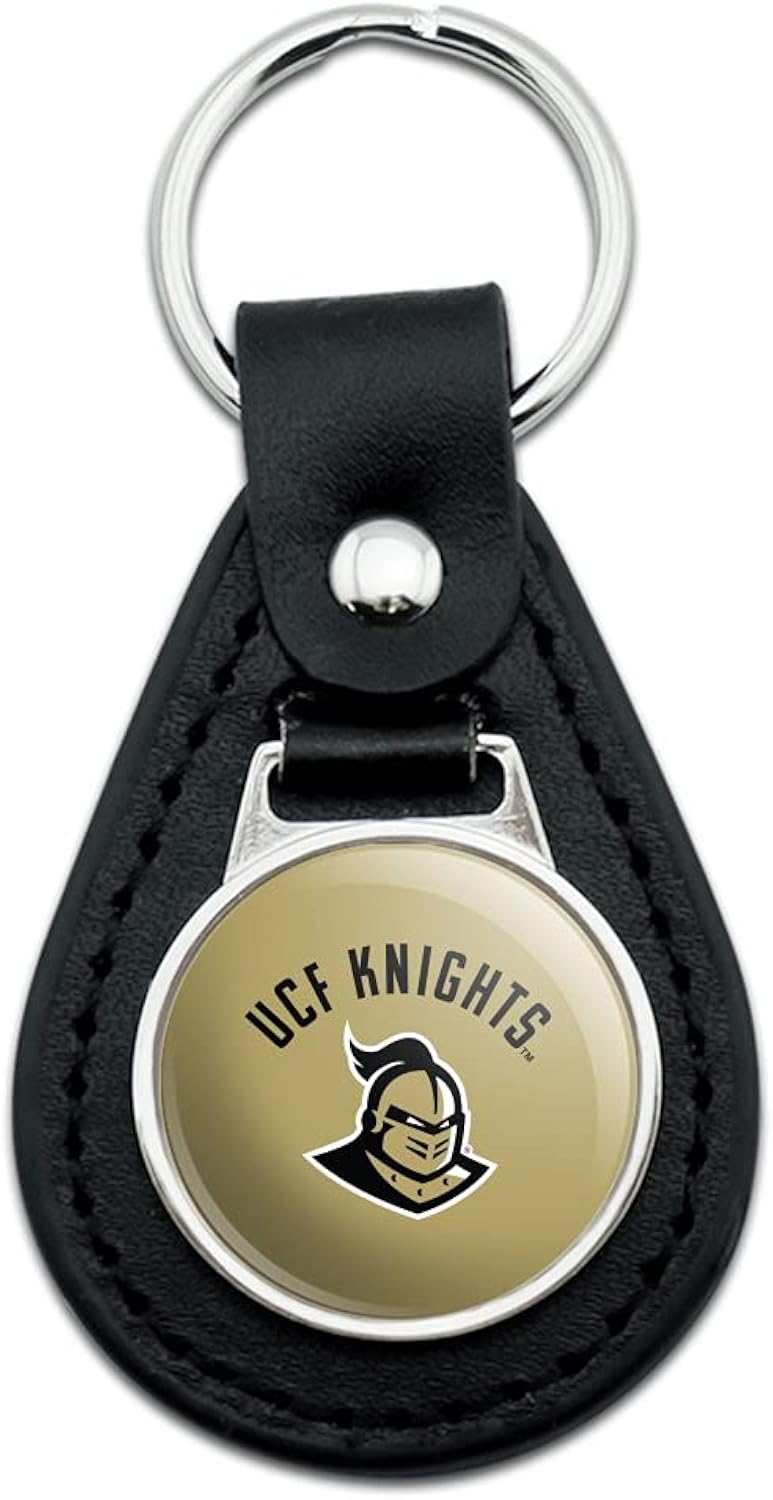 GRAPHICS & MORE Black Leather Central Florida Knights Keychain