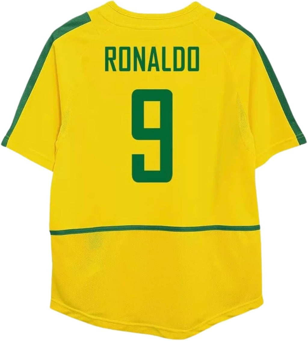 Brazil Ronaldinho #11, Ronaldo #9 Men’s Soccer Jersey Fan Edition – Short Sleeve Training & Casual Shirt – Home 2002/03