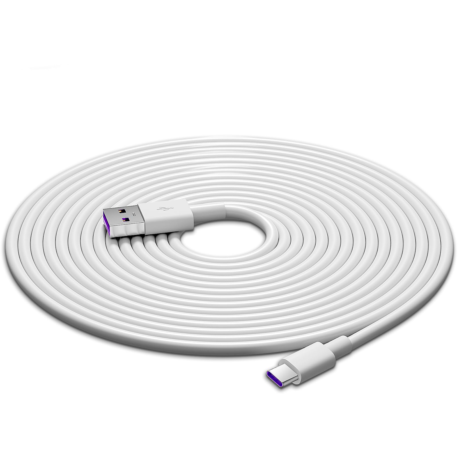 ACAGET USB to USB-C Charging Cable 32FT, Power Extension Cable for Vimtag Mini G3 Xiaomi Smart Camera C400 C500 Pro, Type C Charger Cord with 10 Wire Clips for Security Camera Outdoor/Indoor White