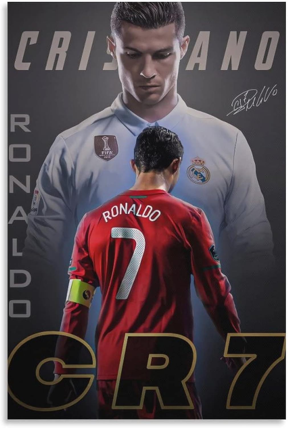 Cristiano Ronaldo Poster 1 Wall Art Canvas Print Poster Home Bathroom Bedroom Office Living Room Decor Canvas Poster Unframe: 12x18inch(30x45cm)