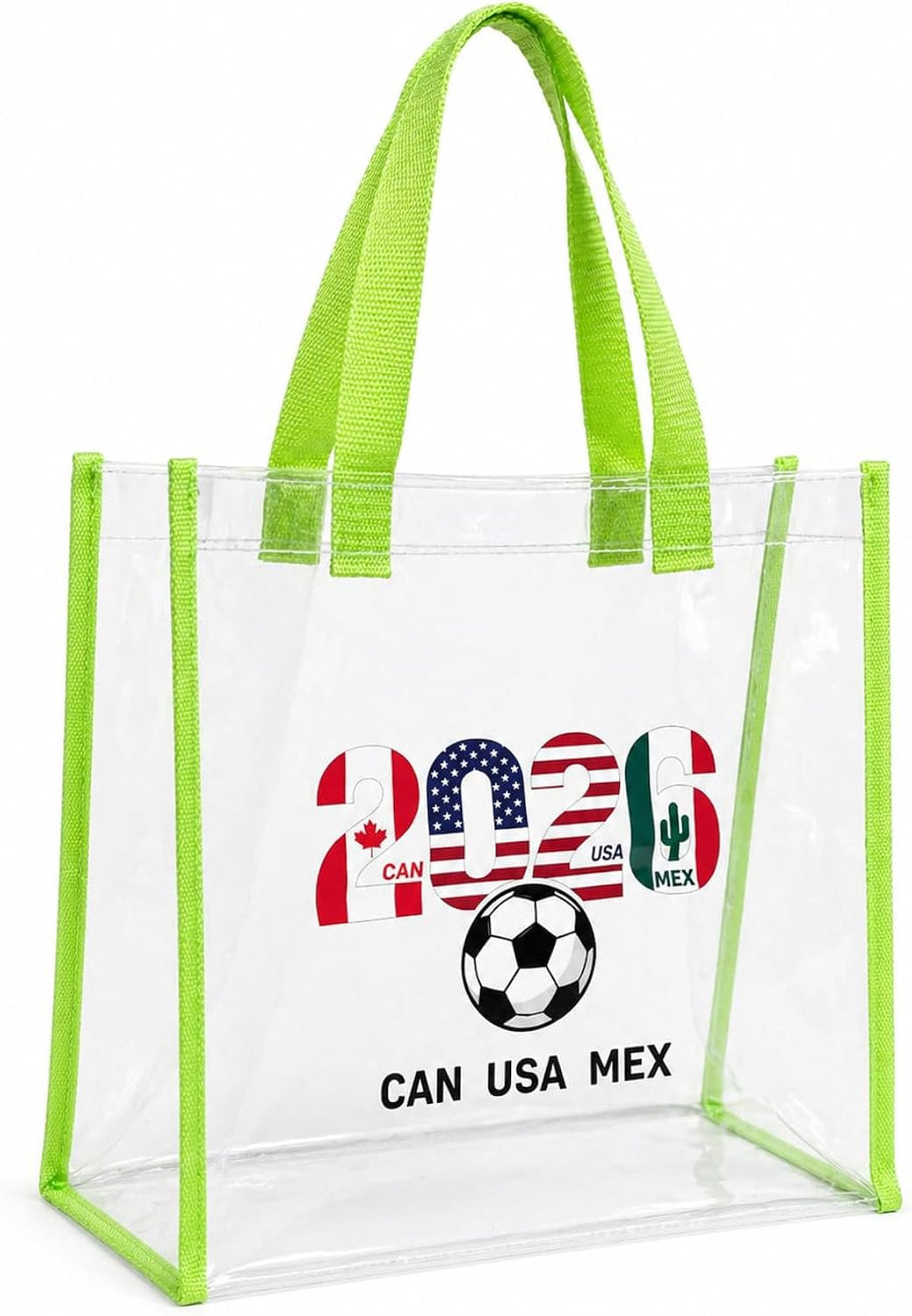 Soccer Sport Fan Tote Bag 2026 World Cup CAN USA MEX Transparent Green Tote Bag - Football Fan Gear