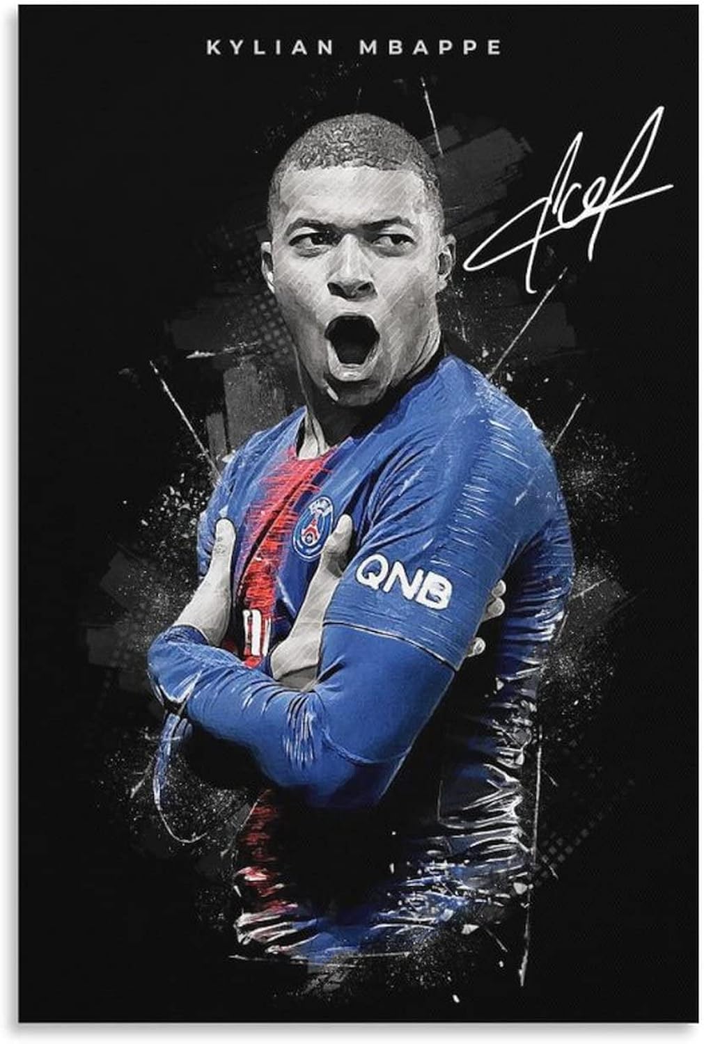 fhzang Kylian Mbappe Poster 1 Canvas Poster Unframed: 12x18 inches (30x45 cm)
