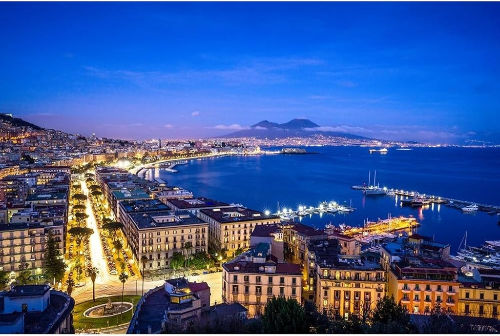 ArtDirect Europe-Italy-Naples-Overview of city with Mt-Vesuvius at sunset Unframed Art Print Giclee Poster by Jaynes Gallery - Customization Sizes 10x7, 14x9, 20x13, 36x24, 48x32, and 60x40 Inches