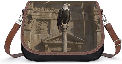 Flag Bald Eagle Crossbody Bags for Women Removable Straps And Zipper Closure Leather Shoulder Bags Womens Handbags Clutch Purse