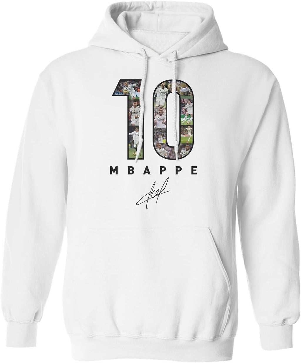 Mbappe-Inspired 10 Collage Graphic - Madrid Tribute Unisex Hooded Sweatshirt
