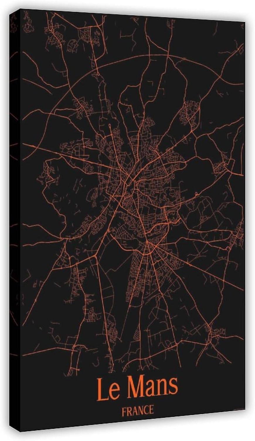 SWDXA Le Mans City Map Travel Poster Canvas Poster Wall Art Prints Room Aesthetic Murals Bedroom And Living Decorations 12" L X 18" W