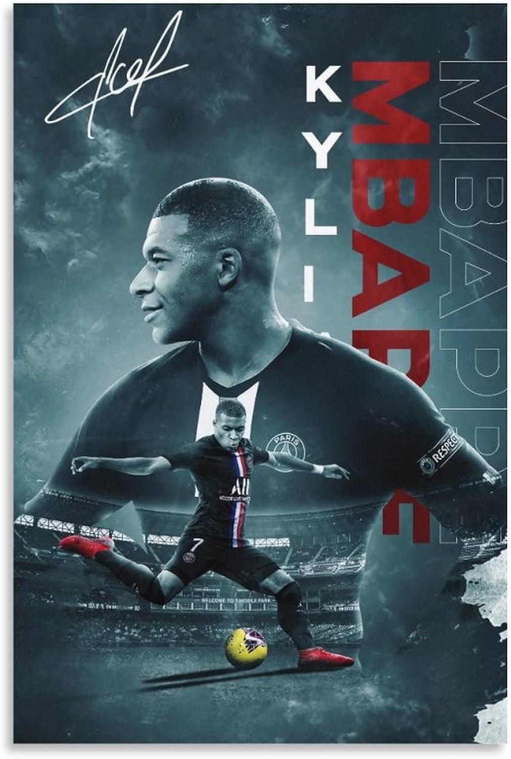 fhzang Kylian Mbappé Poster 2 Canvas Poster Unframed: 16x24 inches (40x60cm)