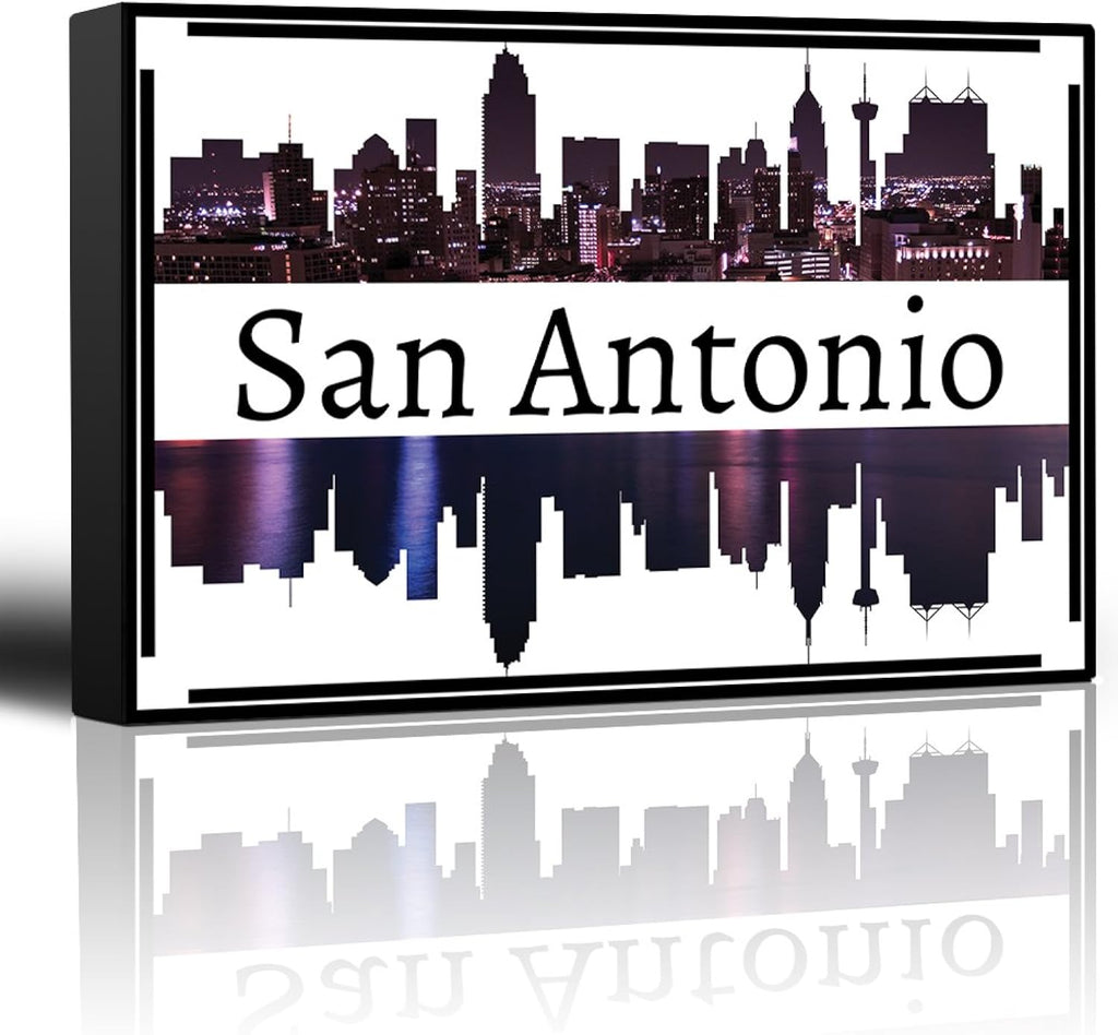 wall26 - City Skyline Series - San Antonio - Colorful Urban Art - Sunsets and Silhouettes Famous Buildings and Landmarks - Canvas Art Home Art - 16x24 inches
