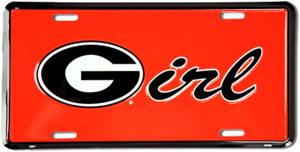 Hangtime University of Georgia - UGA Bulldogs - Georgia Girl auto(Super G Girl) Embossed Metal auto tag