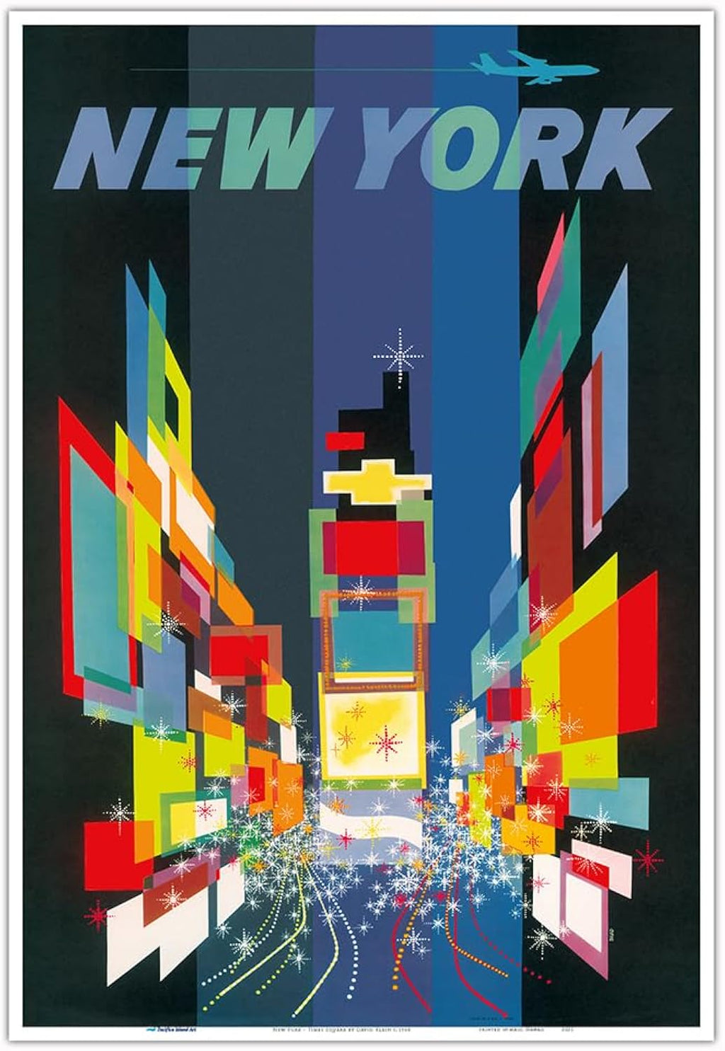 New York City Times Square - Vintage Travel Poster by David Klein c.1960 - Master Art Print (Unframed) 13in x 19in