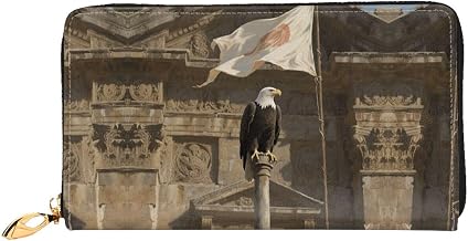 Flag Bald Eagle Leather Wallet for Women Long Coin Purse Ultra Slim Credit Cards Holder Bifold Clutch