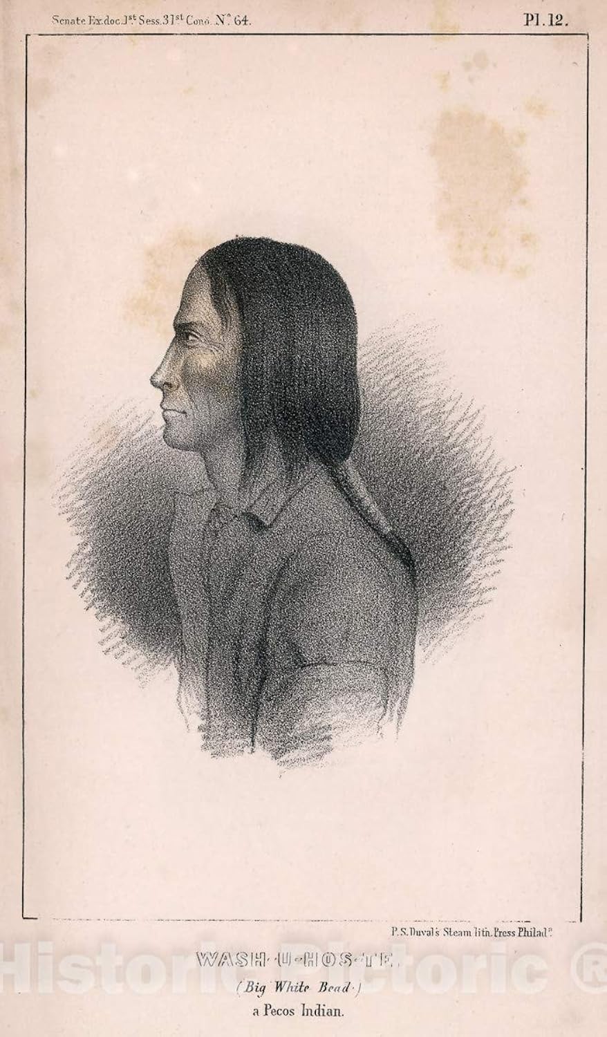 Historic Pictoric Print : Washu Host a Pecos Indian, 1850, Vintage Wall Decor : 44in x 28in