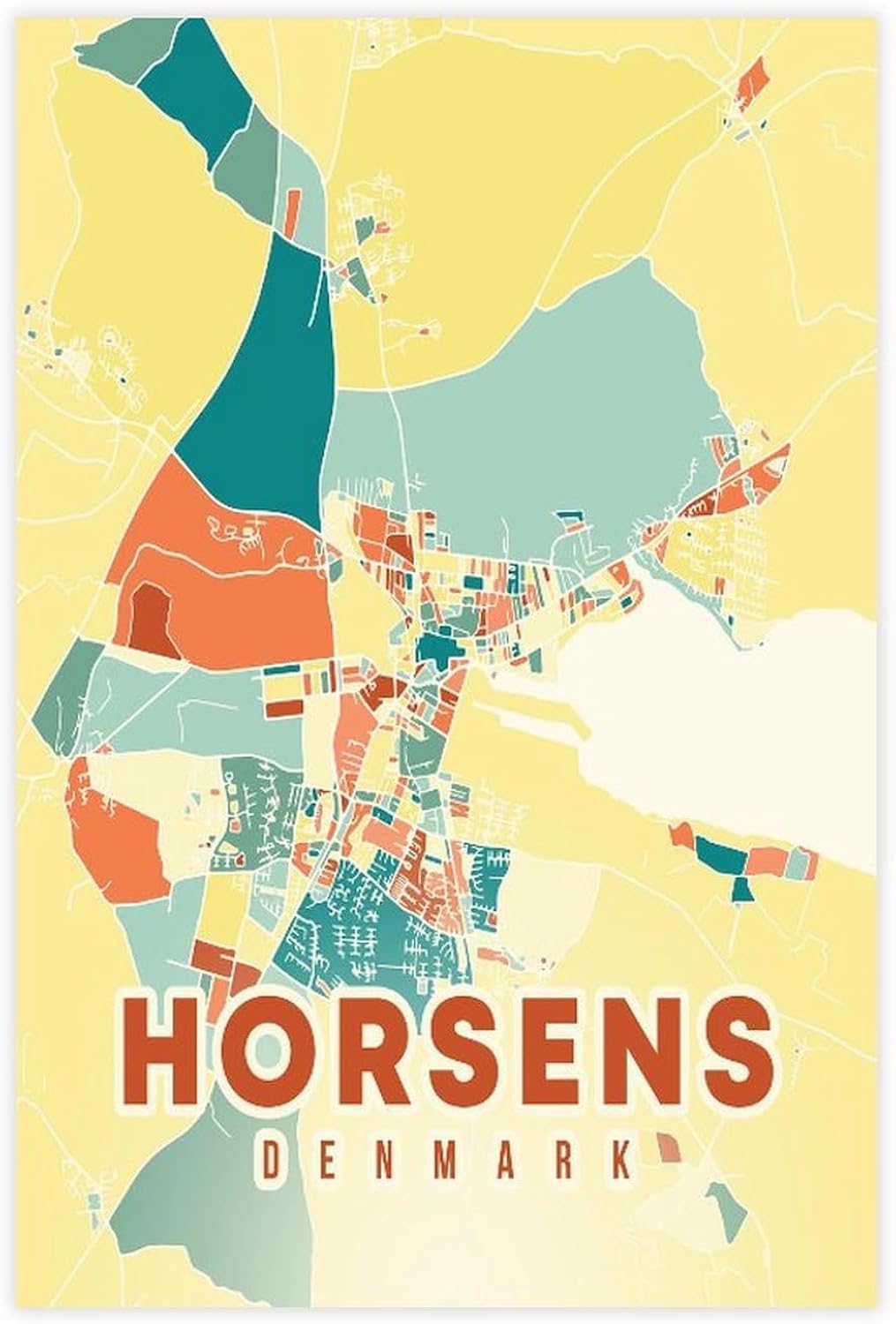 SWDXA Horsens-Denmark City Map Travel Poster Canvas Poster Wall Art Prints Room Aesthetic Murals Bedroom And Living Decorations 20" L X 30" W