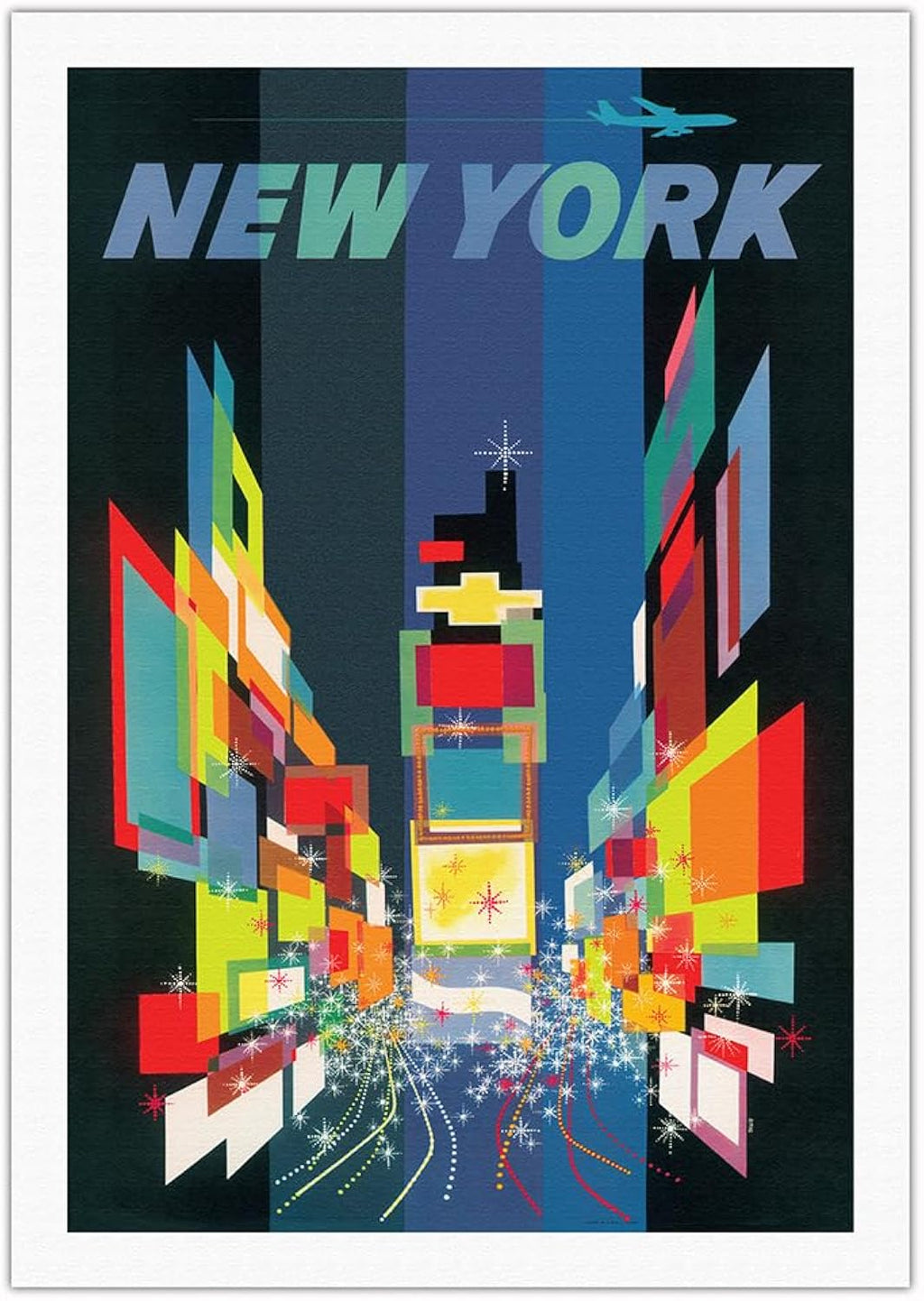 New York City Times Square - Vintage Travel Poster by David Klein c.1960 - Fine Art Rolled Canvas Print 27in x 40in