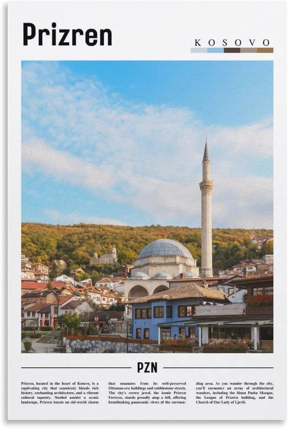 Vintage City Prizren Poster Canvas Art Poster And Wall Art Picture Print Modern Family Bedroom Decor Posters Unframe-style 12x18inch(30x45cm)