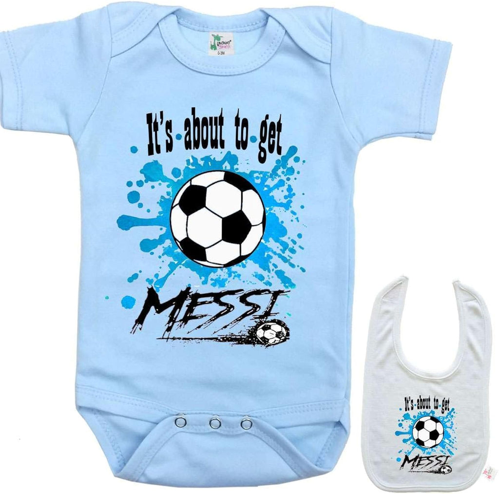 Its going to get Messi onesie -infant newborn baby girl/boy bodysuit & Bib set