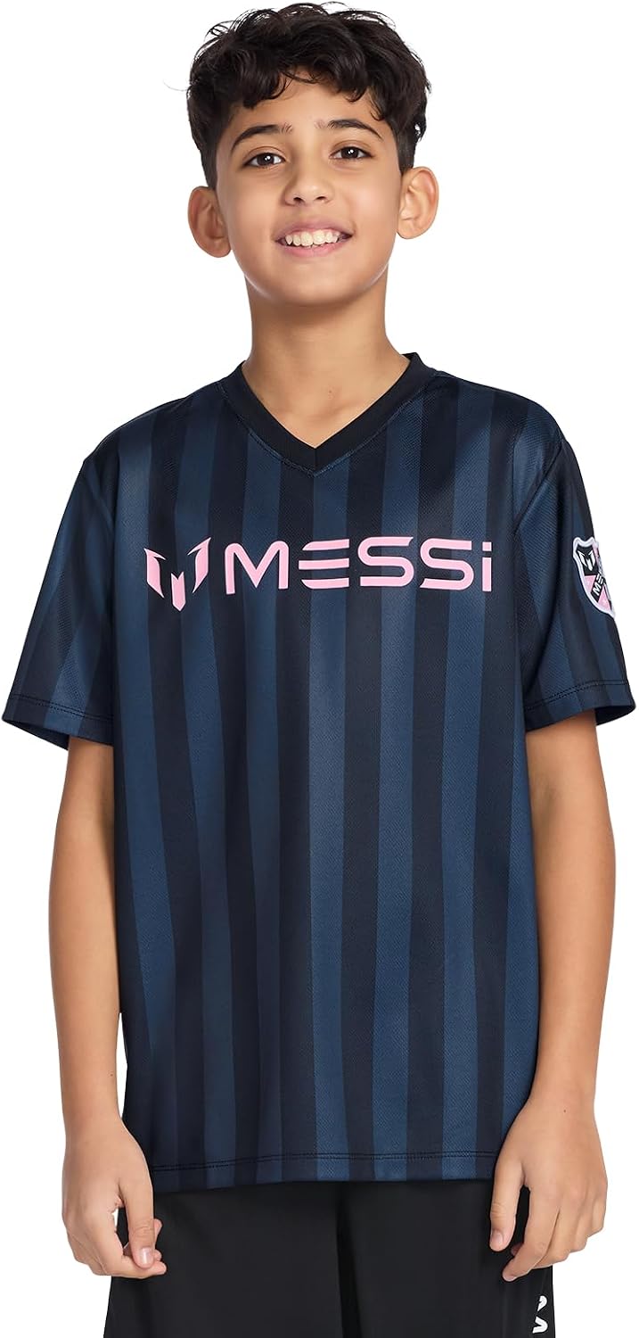 Boys' Lifestyle Short Sleeve Top, Loose-fit V-Neck Shirt with Logo, Comfortable