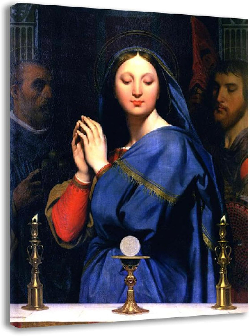 IIngres Famous Paintings The Virgin of the Host Print On Canvas Painting Reproductions Neoclassicism Artwork Wall Art for Living Room 20x28cm Framed