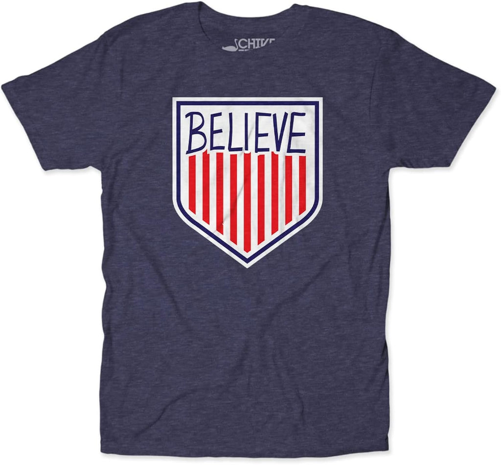 theCHIVE Believe USMNT T-Shirt – Funny Soccer Crest Graphic Tee
