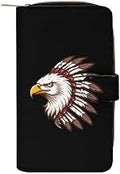 Bald Ea-gleS Native US Indian Leather Wallet Card Holder Large Capacity Phone Clutch Purse for Men Women