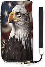 Bald Eagle Women Long Clutch Wallet Soft Card Holder PurseSlim Cash Pocket with Gift Box 7.87x4.13x1in