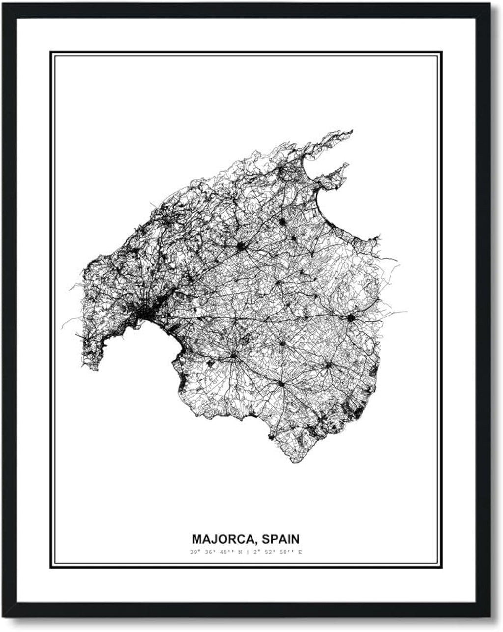 Susie Arts 11X14 Unframed Majorca Spain Wall Art Map Metropolitan City Road View Abstract Street Print Poster Decor Home Office sdm101