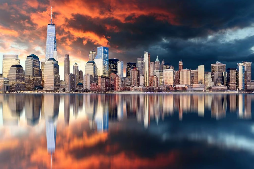 Freedom Tower New York City Manhattan At Sunset Reflecting Photo Photograph Cool Wall Art Print Poster 18x12