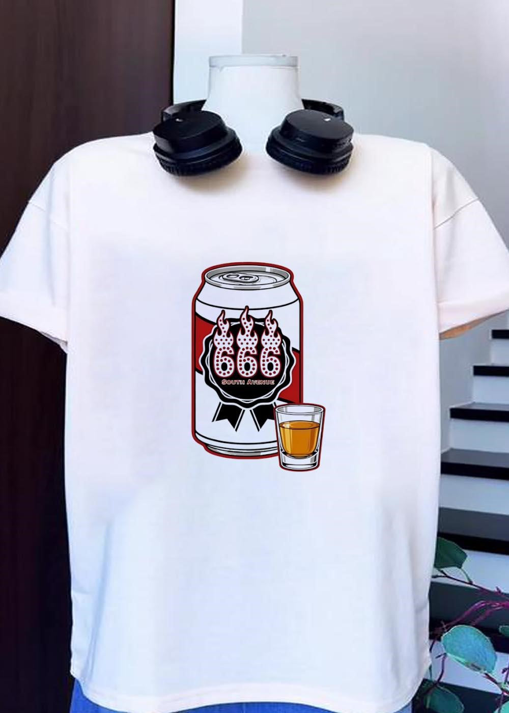 666 South Avenue Beer Can and Shot Glass T-Shirt