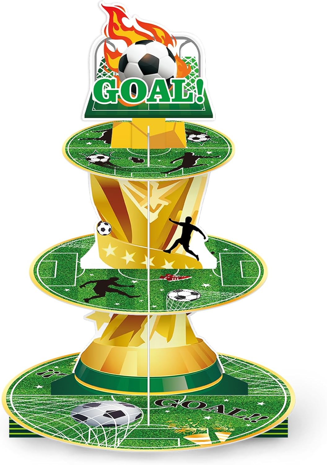 Soccer Birthday Party Decorations 3 Tier Cupcake Stand World Cup Trophy 2026 Football Sports Cake Topper Soccer Theme Party Decorations Supplies World Cup Decor Ball Cake Toppers for Boy Teenagers