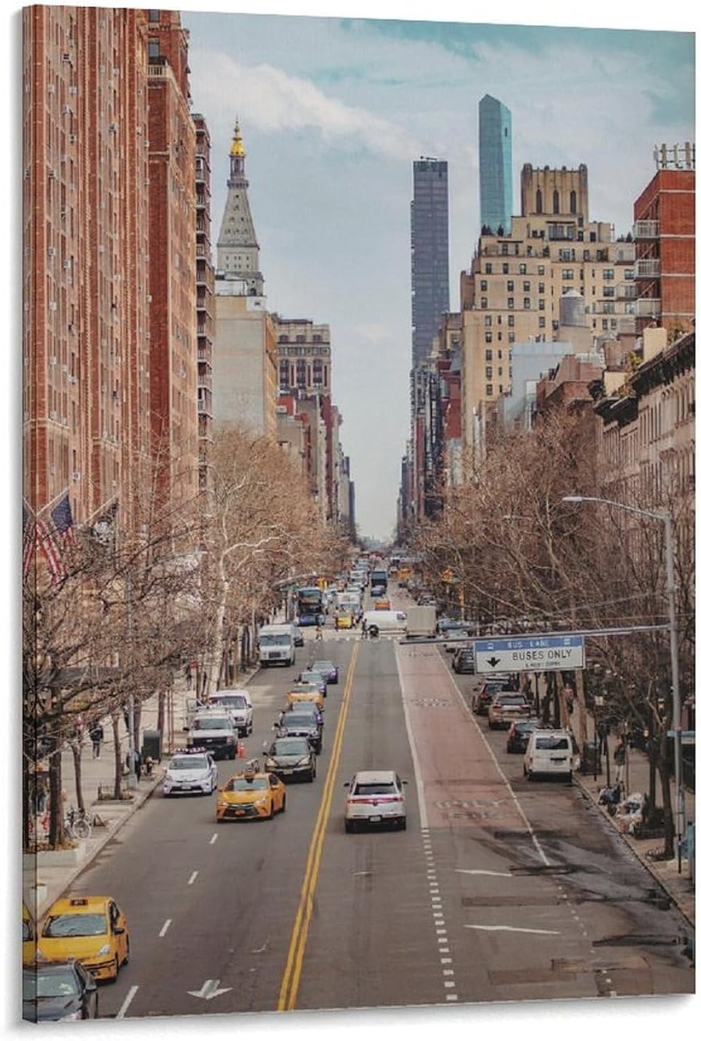ZMLIS New York City, City Street Photo, Aerial New York Print, Architectural Decor, Urban City Wall Art, Canvas Wall Art Print Poster For Home School Office Decor 12x18inch(30x45cm)