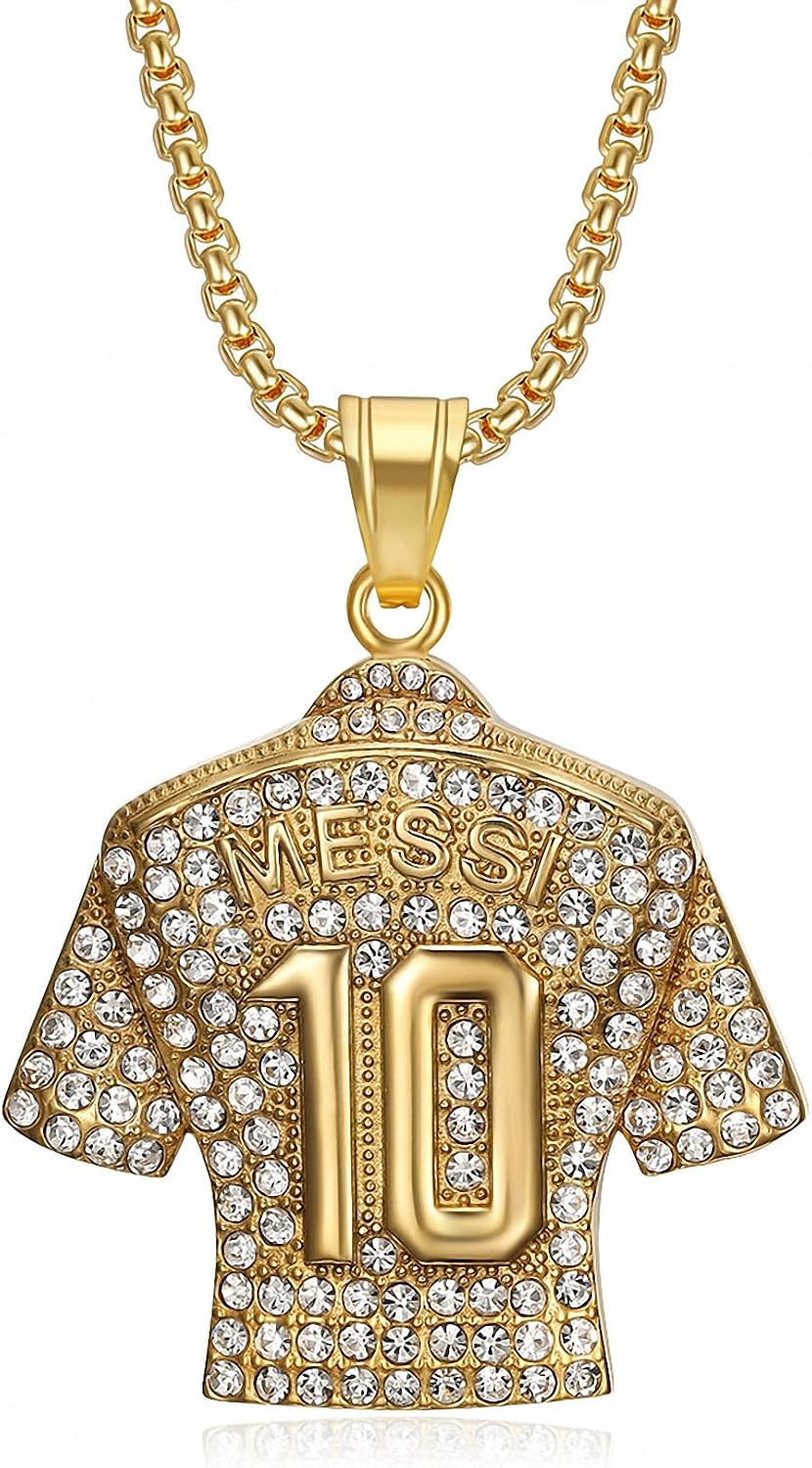 Soccer Jersey Youth Necklace, Football Jersey Kids Number 10 Necklace, Soccer Necklaces for Boys Mens Fans