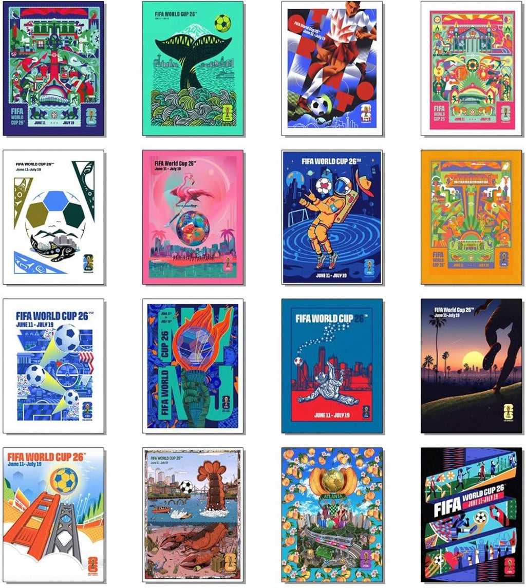 IDOLUSTER 2026 Soccer World Cup Posters for the 16 Host Cities Kids Room Bedroom Wall Decor-Picture Canvas Art Prints For Man Teens Boys Fans Gifts