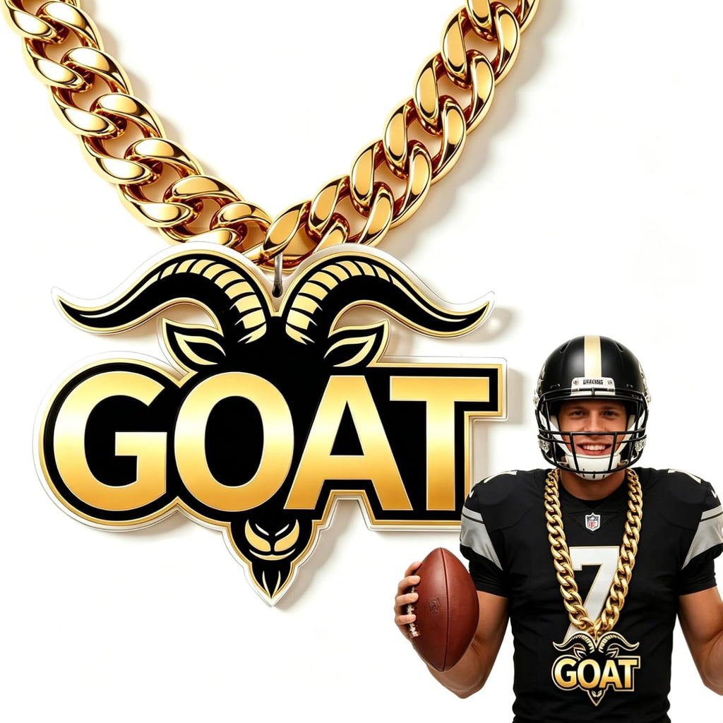 GOAT Turnover Chain - 7" Massive Gold Trophy Medal with Heavy Duty Chain | The Ultimate "Greatest of All Time" Award for Football, Basketball, Soccer | Funny Championship Swag for Kids & Adults