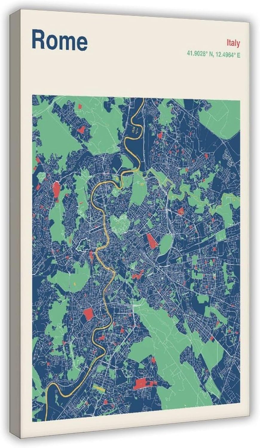 SWDXA Rome City Street Map Canvas Poster Wall Art Prints Room Aesthetic Murals Bedroom And Living Decorations 12" L X 18" W