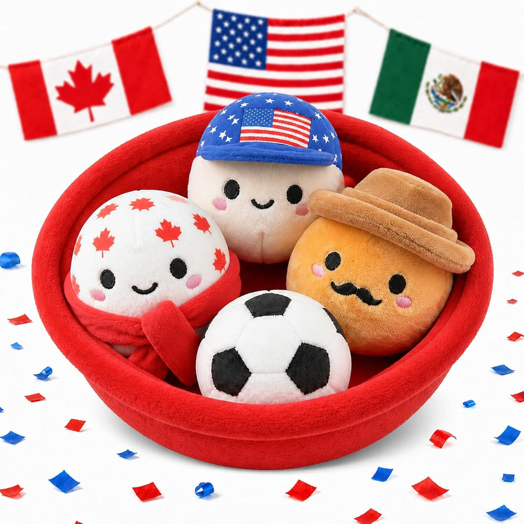 2026 World Cup Inspired Plush Set – 3 National Characters + Soccer Ball – Cute Soft Soccer Plush Toy for Room Decor, Family Fun, Game Day Parties, Kids Gift and Collectible Fan Merchandise