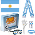 2026 World Cup Argentina Fan Kit, Cheer Set with Argentina Flag, Sunglasses, Banner, Hand Clapper, Wristband & Face Paint, Reusable for Family Watch, Stadium, Bar, Parade & Holiday Party (Argentina)