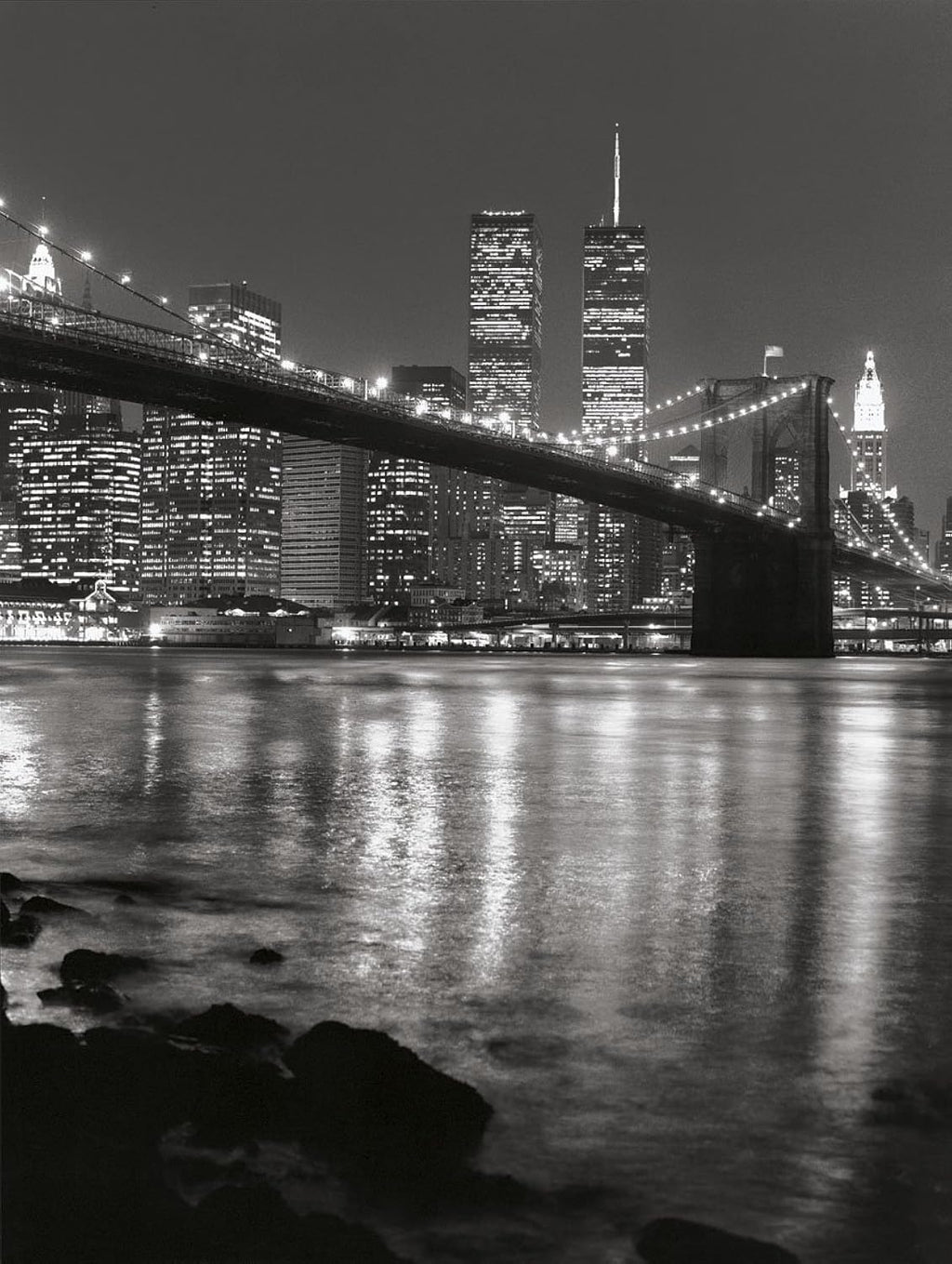 Picture Peddler Brooklyn Bridge with World Trade Center New York City by Chris Bliss Landmark Print Poster Image and Overall Size is 8x10 Inches