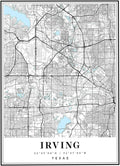 Pirkoca Irving Texas City Map Wall Art Minimalist Black and White Street Poster Detailed Metropolitan Layout Canvas Print for Living Room Office Bedroom Decor (Unframed,16X24 inch (40X60CM))