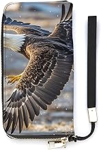 Bald Eagle Flying Wallet Large Capacity Clutch Cash PursePU Leather Long Zipper Pouch Wallet Unisex