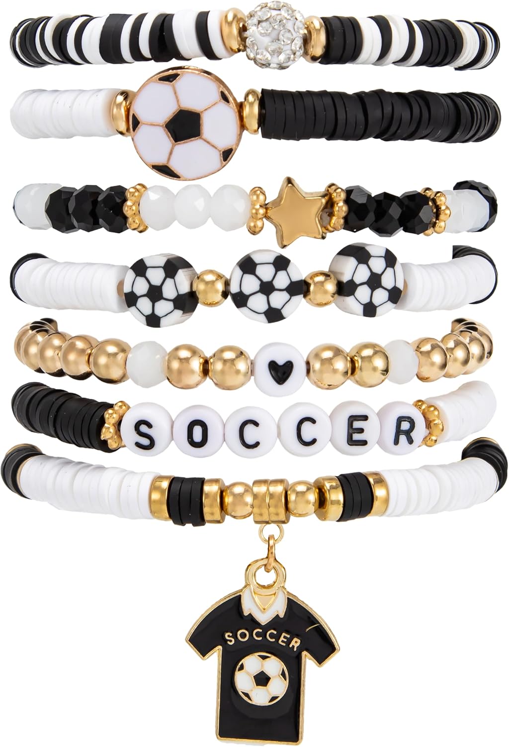 Salircon Soccer Bracelet for Women, 2026 Game Day Clay Friendship Jewelry Stackable Beaded Bracelets for Sports Team Coach Mom Women Men Jewelry Accessories Sports Party Favors