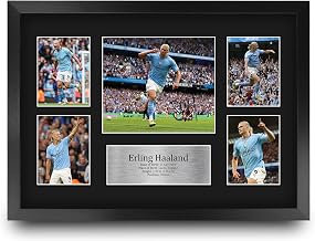 HWC Trading Erling Haaland Manchester City 16 x 12 inch (A3) Printed Gifts Signed Autograph Picture for Football Fans and Supporters - 16" x 12" Framed