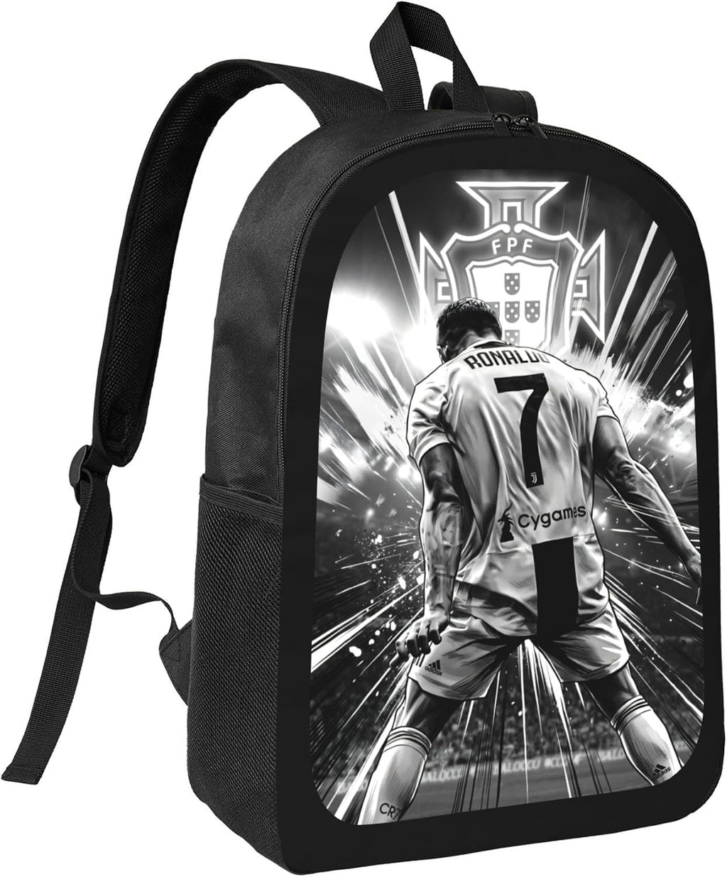 Ronaldo #7 Adult Simplicity Backpack – 16.5 Inch Laptop Bag/Bag for Daily Use, Black (Black A1, Medium)