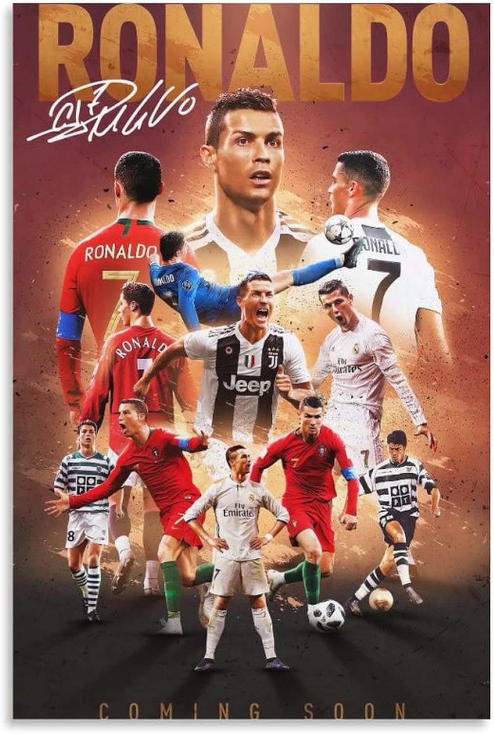 Cristiano Ronaldo Poster 2 Wall Art Canvas Print Poster Home Bathroom Bedroom Office Living Room Decor Canvas Poster Unframe: 16x24inch(40x60cm)
