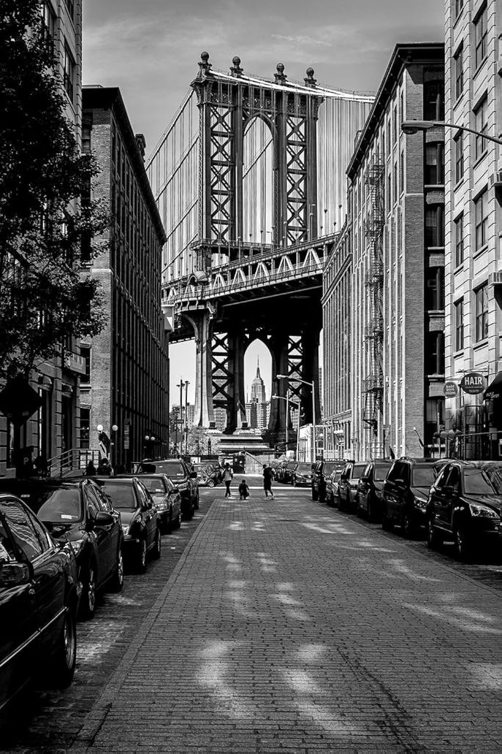 The Manhattan Bridge From DUMBO Brooklyn Black and White B&W Photo Photograph Cool Wall Art Print Poster 24x36