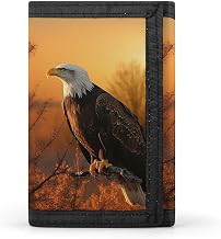 Golden Sunset Bald Eagle Small Wallet for Women Mens Wallet Trifold Wallets,Credit Card Holder Clutch Purses for Women