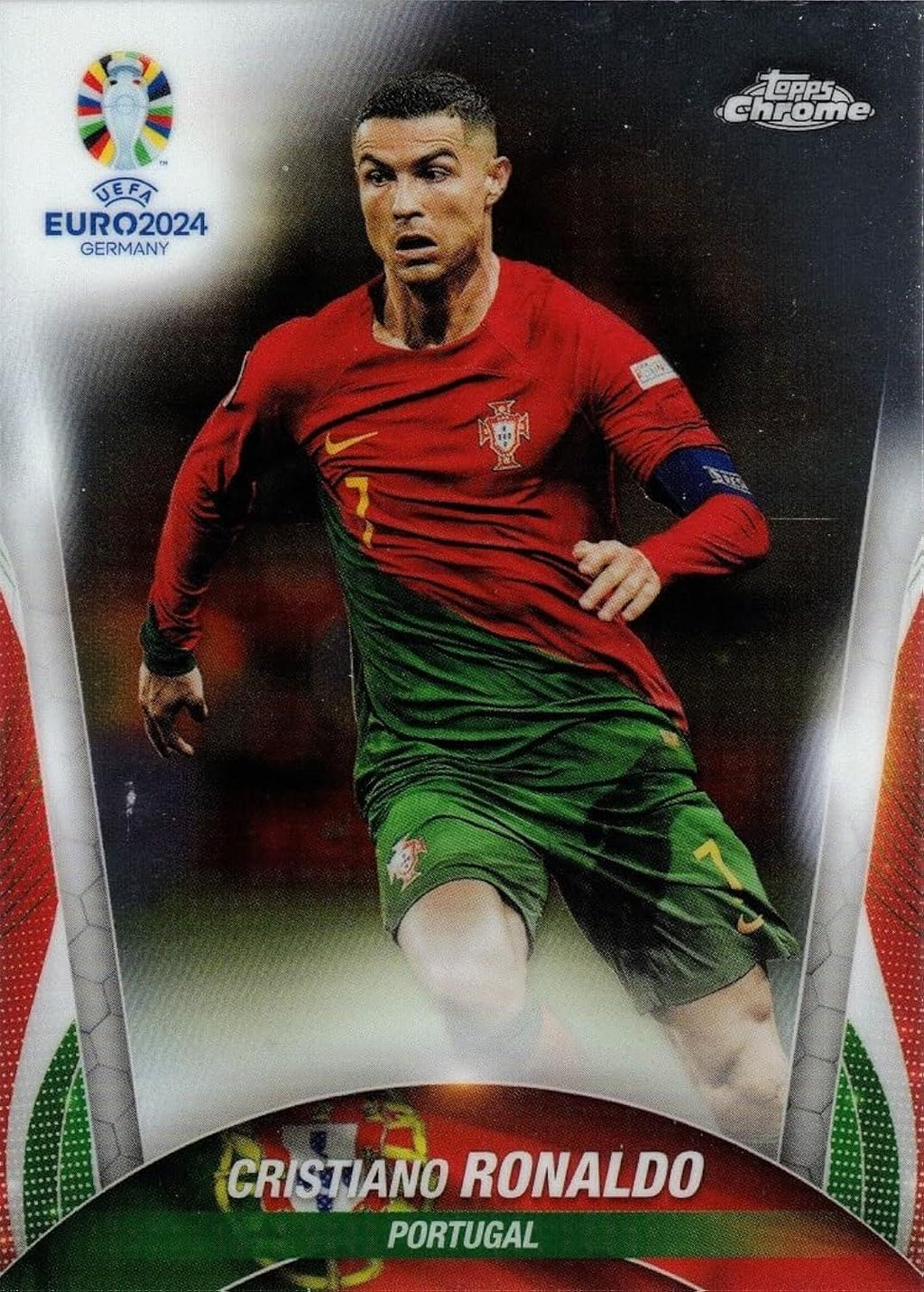 2024 Topps Chrome UEFA Euro #7 Cristiano Ronaldo Soccer Card Portugal